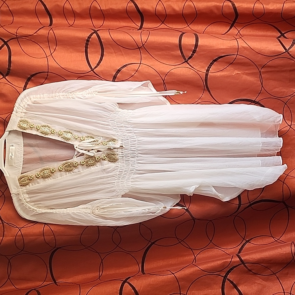 Women Sheer Short Sleeve Swim Cover-up Dress